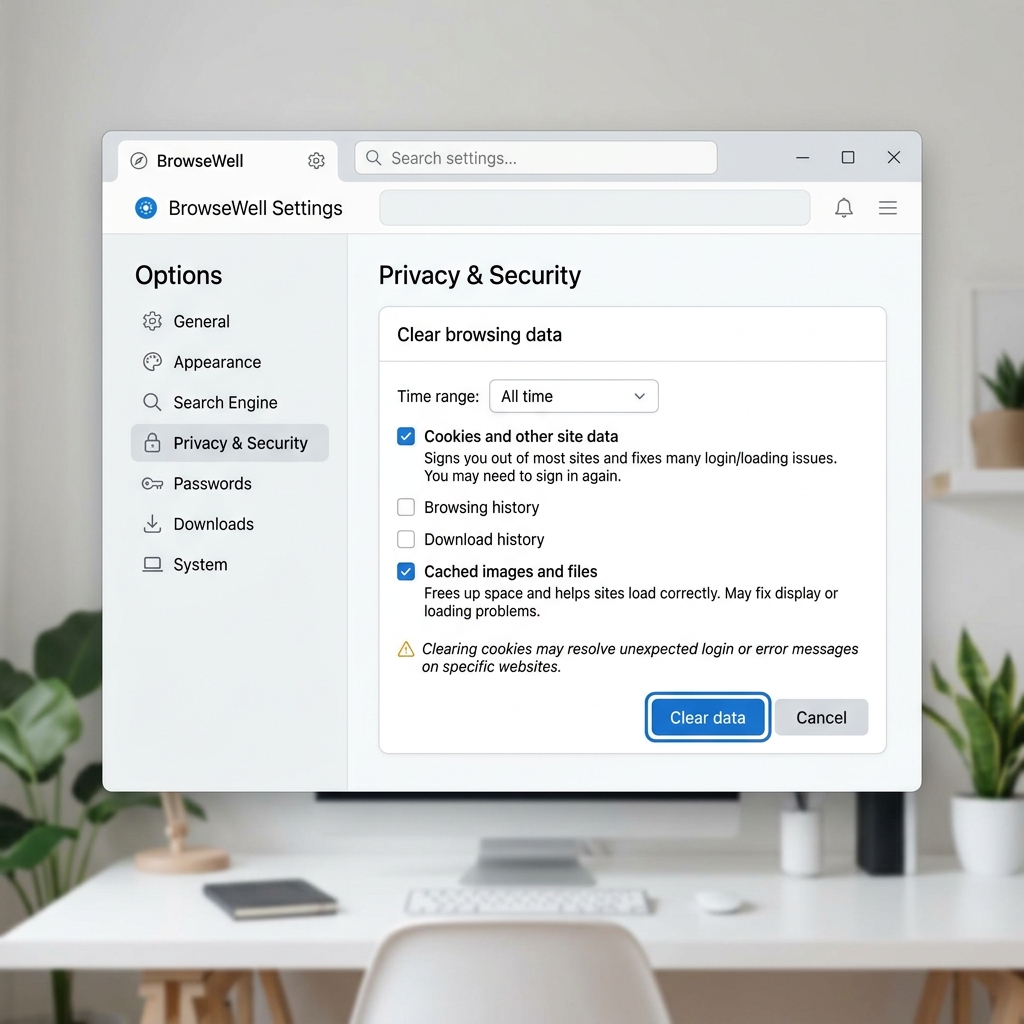Clearing browser cache and resetting password